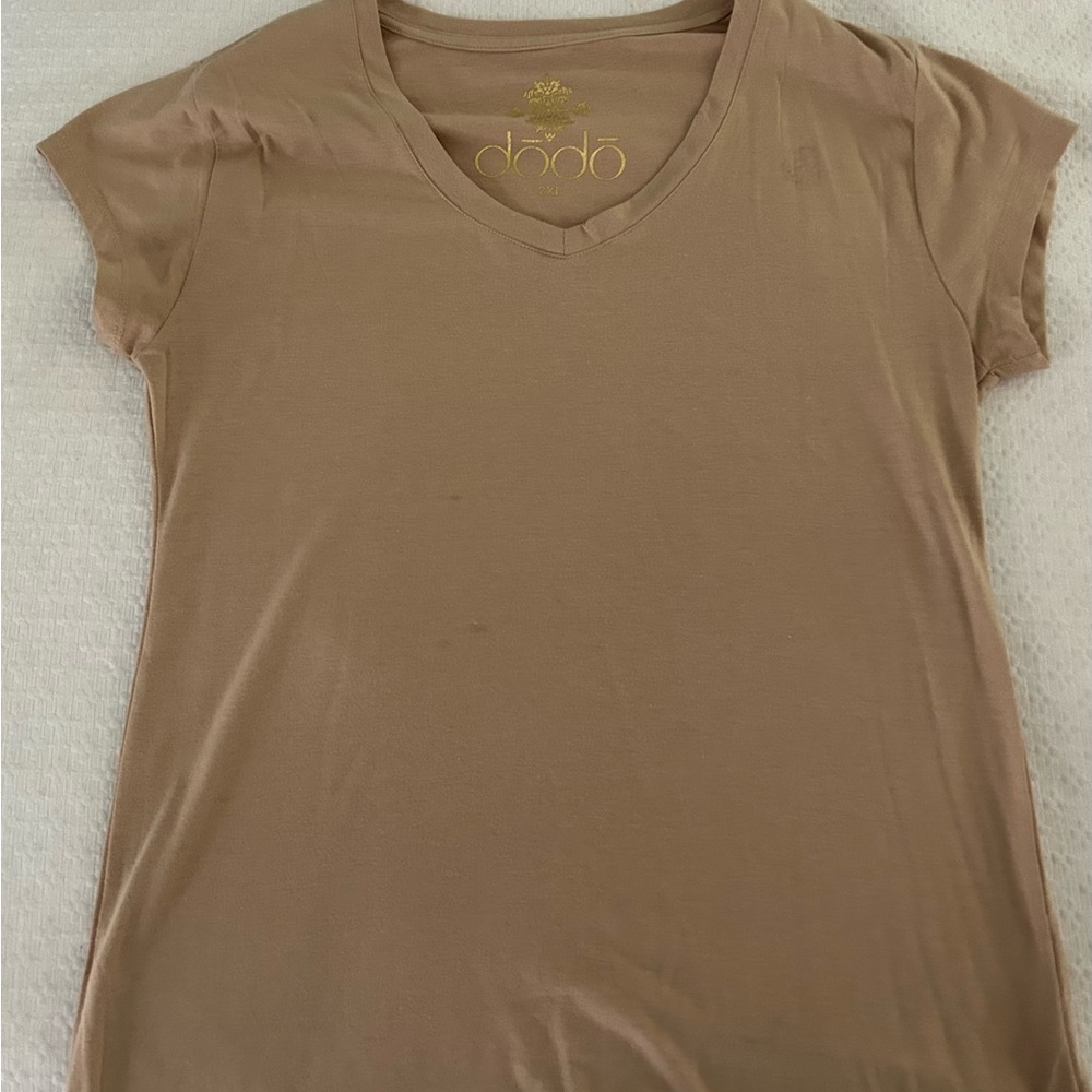 Women's Tan V-Neck Top Tan and Red 2/$10 runs smaller than the actual size